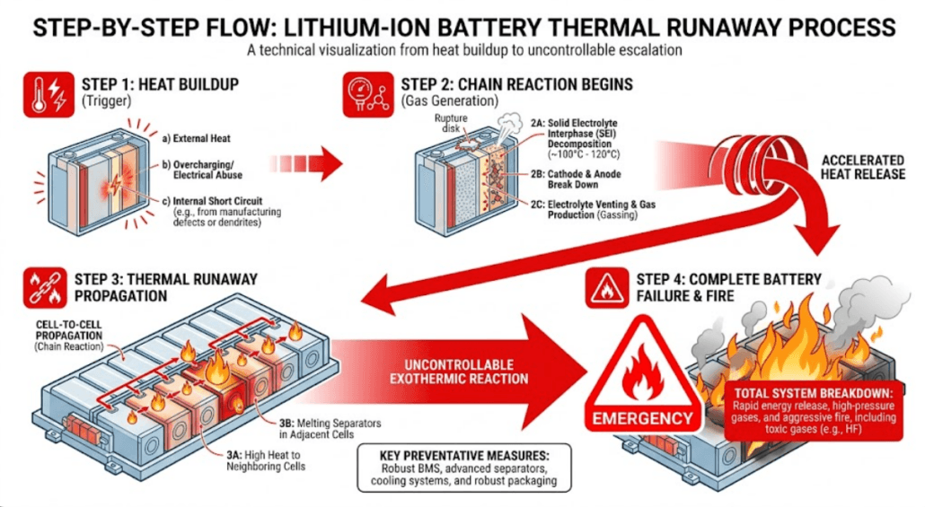 lithium-ion battery thermal runaway process diagram