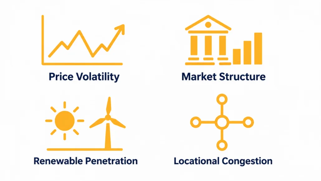 Four factors that increase energy arbitrage value: volatility, market structure, renewables, congestion