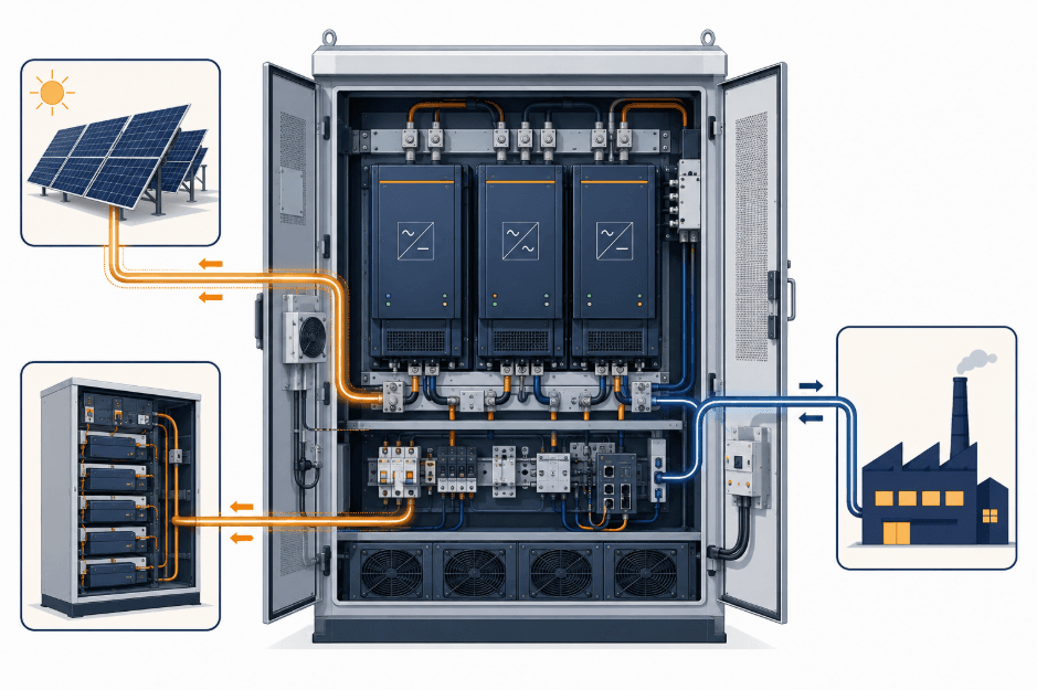 PCS and inverter sizing for a 100kW continuous Load BESS