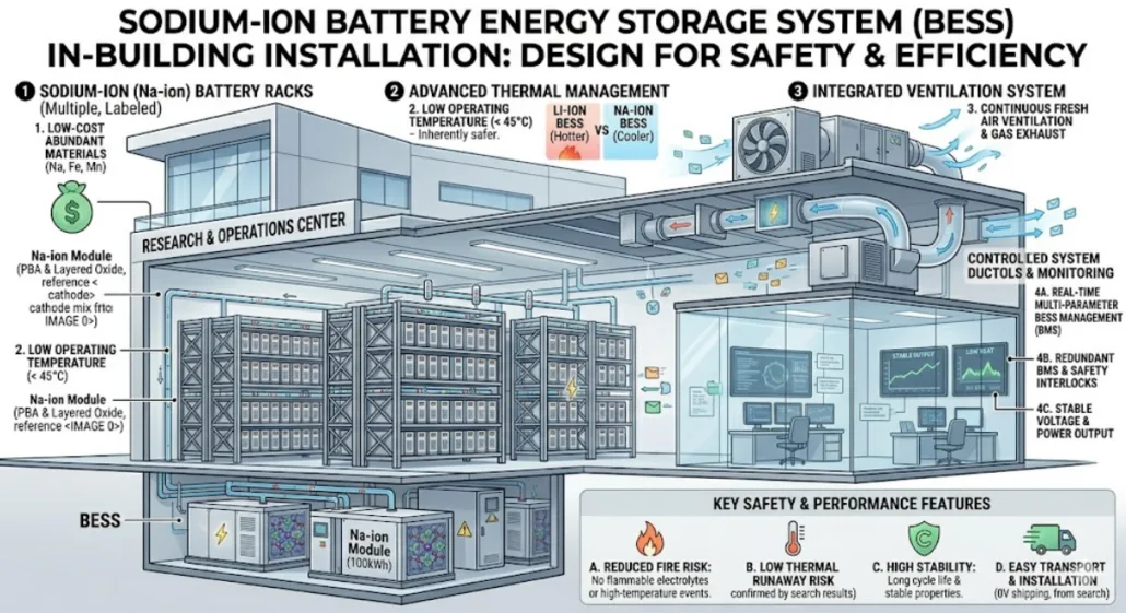 sodium-ion battery energy storage system safety indoor installation