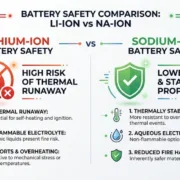 SunLith Energy sodium-ion battery safety vs lithium-ion thermal runaway comparison infographic
