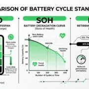 SunLith Energy Battery cycle standards comparison showing DOD vs SOH vs EOL