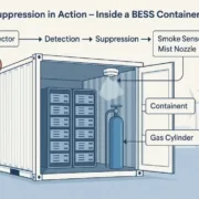 fire-suppression-system-in-bess - SunLith Energy SunLith Energy What is the Purpose of a Fire Suppression System in BESS?