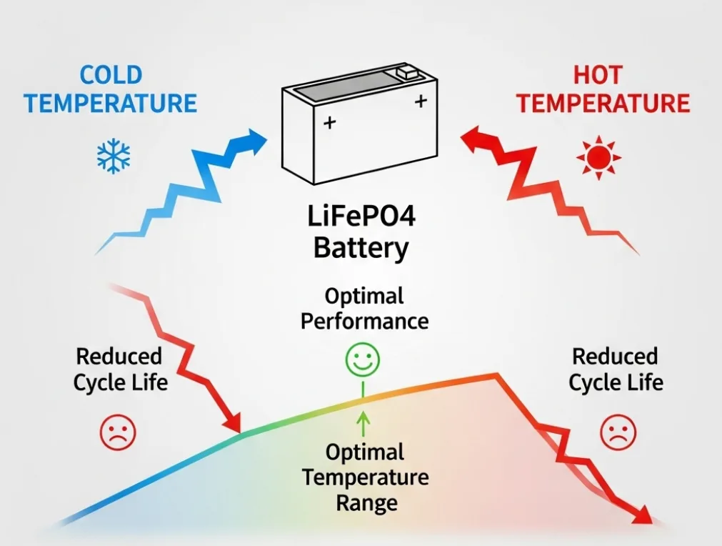 Impact of Temperature on LiFePO₄ Batteries Cycle Life