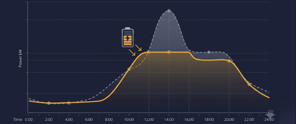 peak-shaving-savings-hero - SunLith Energy SunLith Energy Battery energy storage system reducing peak demand charges for commercial facility