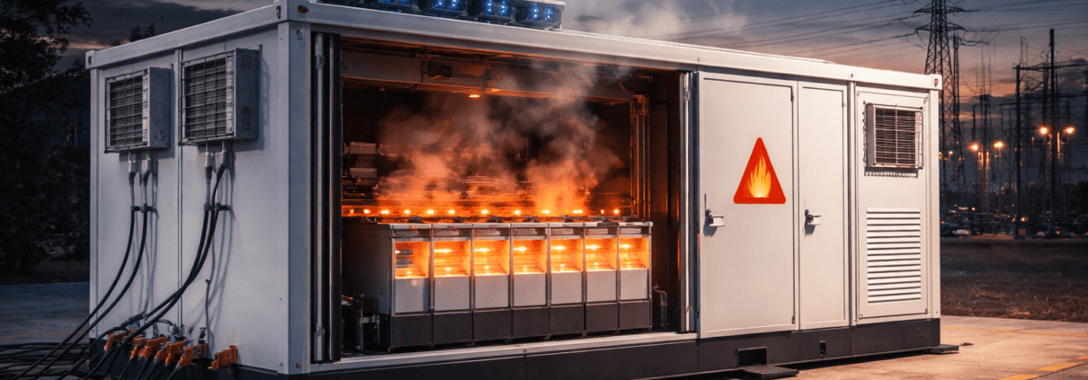  SunLith Energy UL 9540A test method overview showing battery fire propagation evaluation process