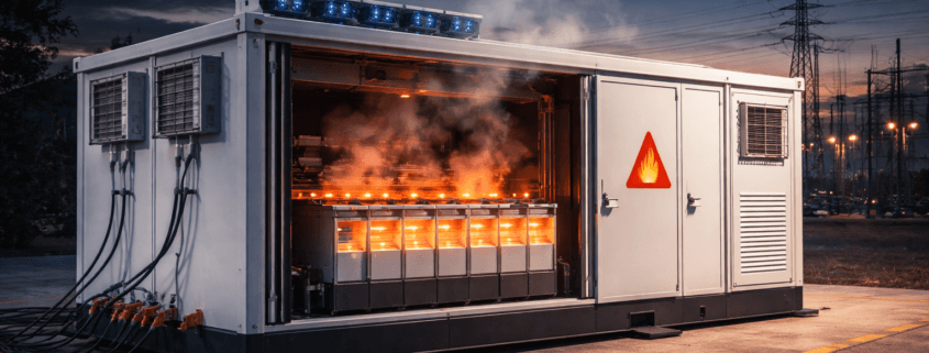 UL 9540A test method overview showing battery fire propagation evaluation process