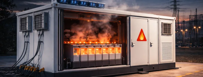 UL 9540A test method overview showing battery fire propagation evaluation process