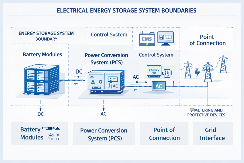 IEC 62933-1 electrical energy storage system terminology and system boundary definitions