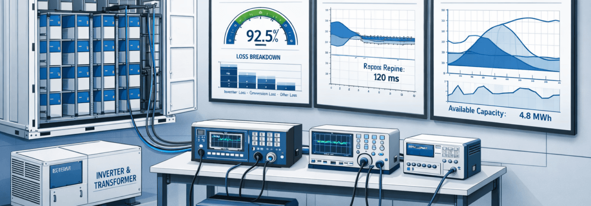  SunLith Energy IEC 62933-2 ESS performance testing of electrical energy storage systems showing efficiency and capacity benchmarks