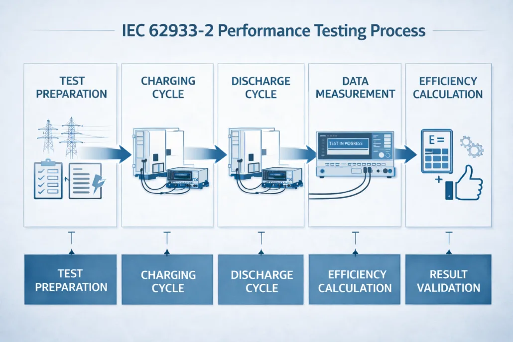 IEC 62933-2 energy storage performance testing workflow and measurement process
