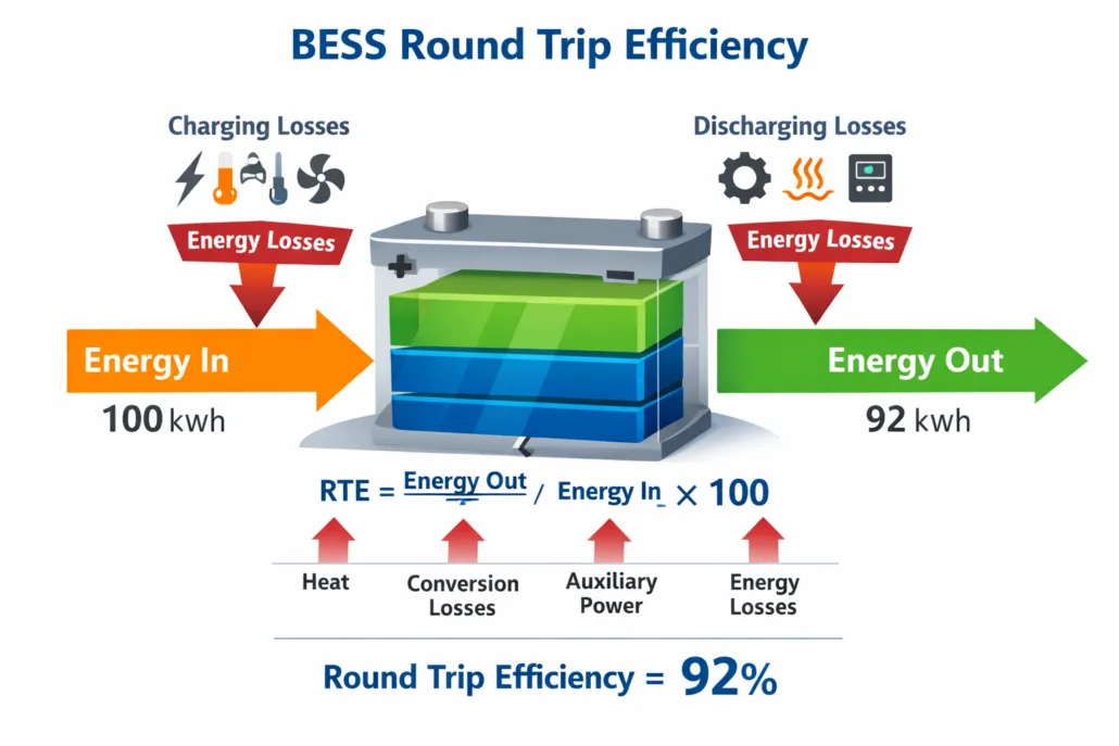 Battery Round Trip Efficiency (RTE) Diagram