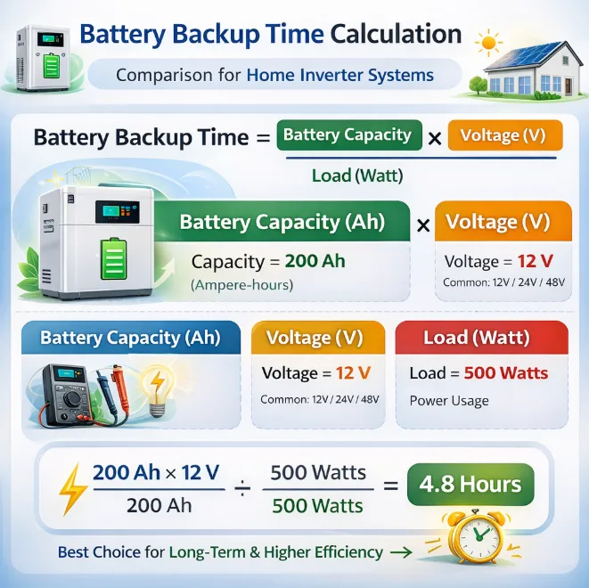 lithium battery for inverter backup time calculation diagram