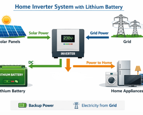 SunLith Energy lithium battery connected to home inverter backup system