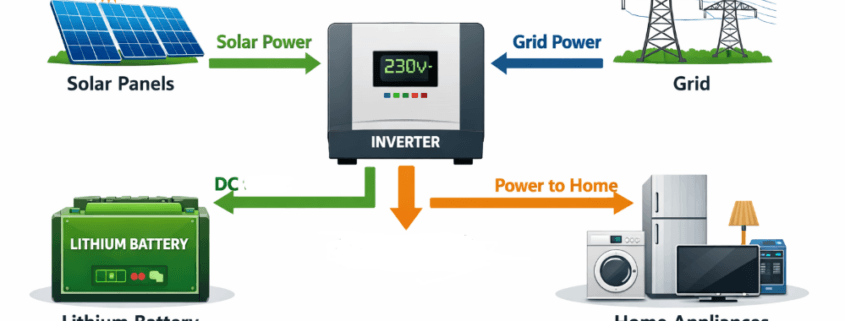 Home Inverter Lithium Battery System - SunLith Energy SunLith Energy lithium battery connected to home inverter backup system