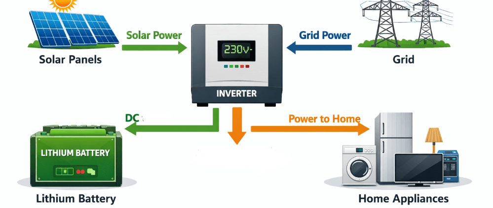  SunLith Energy lithium battery connected to home inverter backup system