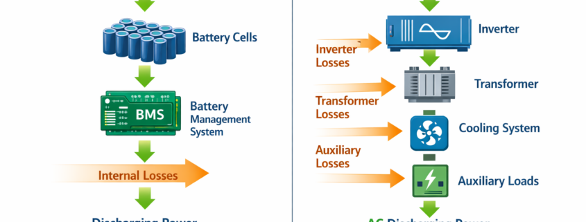 AC vs DC round trip efficiency comparison in battery energy storage systems