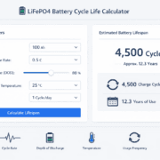 battery-cycle-life-calculator-ui - SunLith Energy SunLith Energy LiFePO4 battery cycle life calculator showing DOD-adjusted lifespan for solar and BESS projects