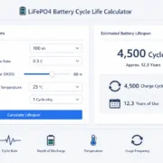 SunLith Energy LiFePO4 battery cycle life calculator showing DOD-adjusted lifespan for solar and BESS projects