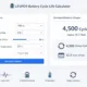 SunLith Energy LiFePO4 battery cycle life calculator showing DOD-adjusted lifespan for solar and BESS projects