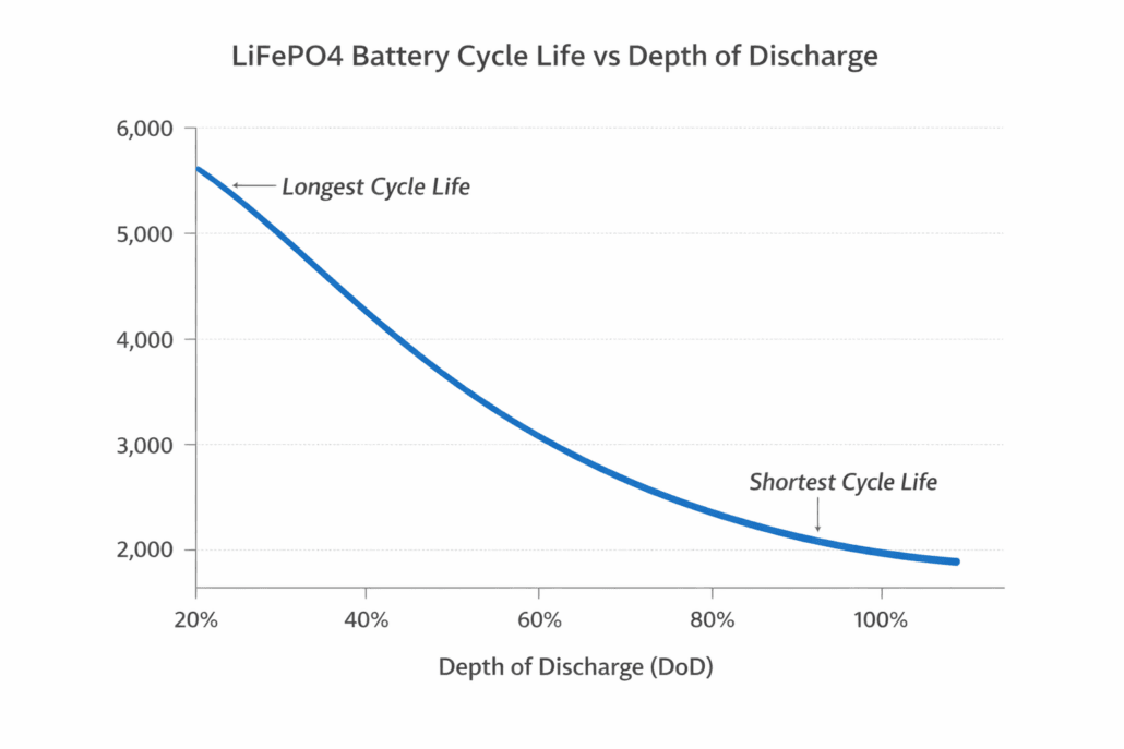 cycle life vs depth of discharge LiFePO4 graph