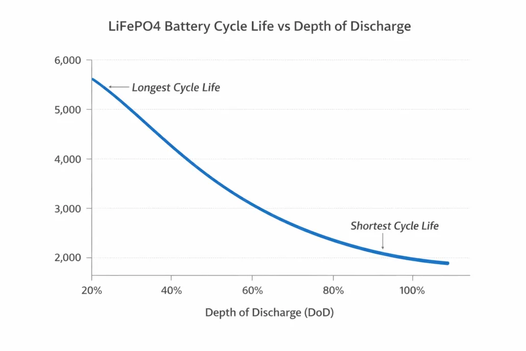 cycle life vs depth of discharge LiFePO4 graph
