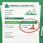 Demand Charge on Commercial Electricity Bill - SunLith Energy SunLith Energy demand charge on a commercial electricity bill showing peak power usage spike