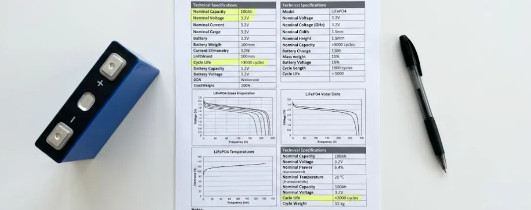 lifepo4-battery-spec-sheet-guide - SunLith Energy SunLith Energy LiFePO4 battery spec sheet with key sections highlighted for buyers