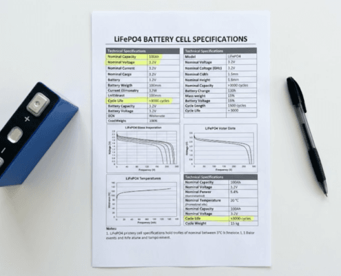 lifepo4-battery-spec-sheet-guide - SunLith Energy SunLith Energy LiFePO4 battery spec sheet with key sections highlighted for buyers