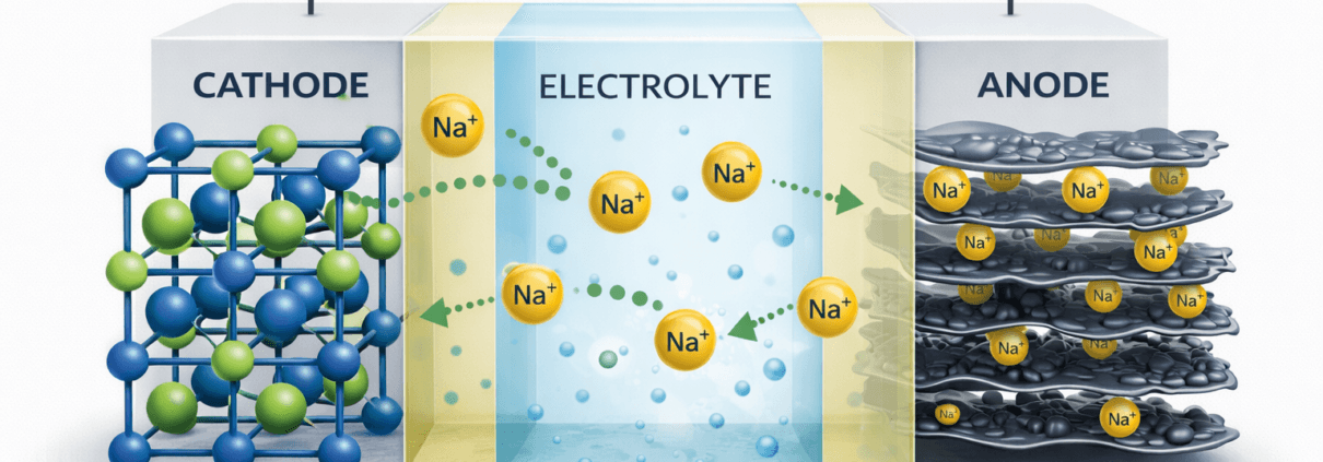  SunLith Energy sodium ion battery structure diagram showing components