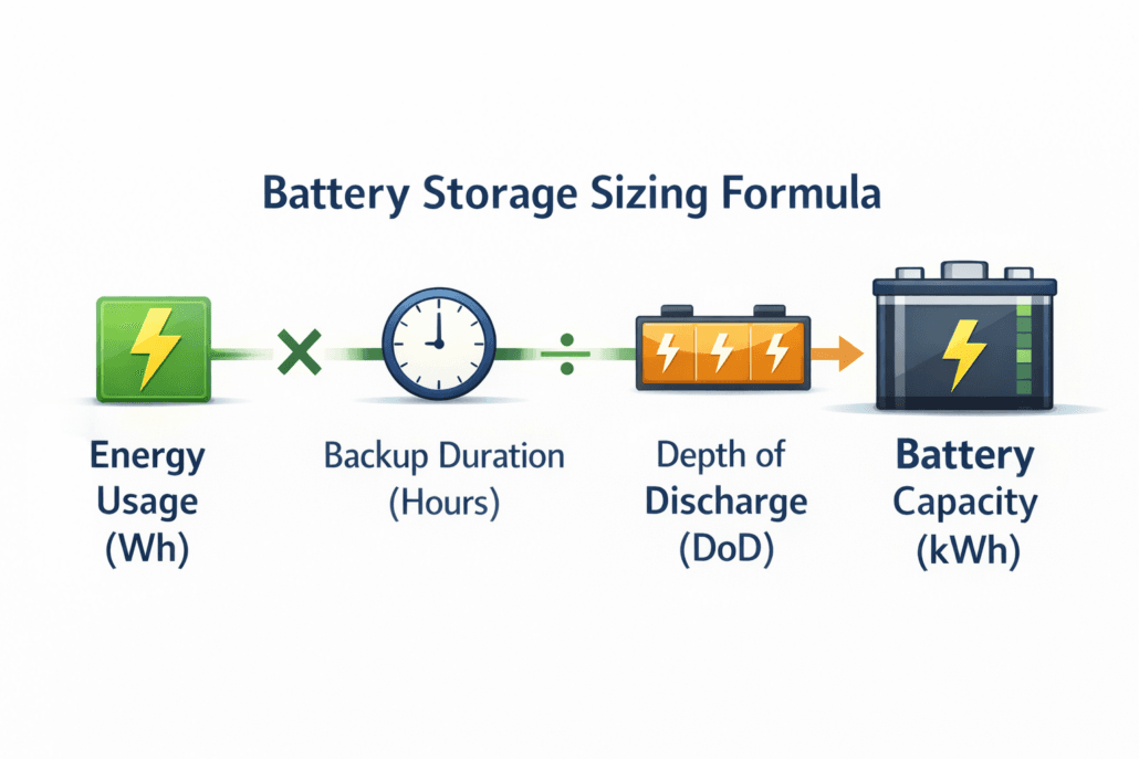 Battery Energy Storage calculation formula based on energy and backup duration