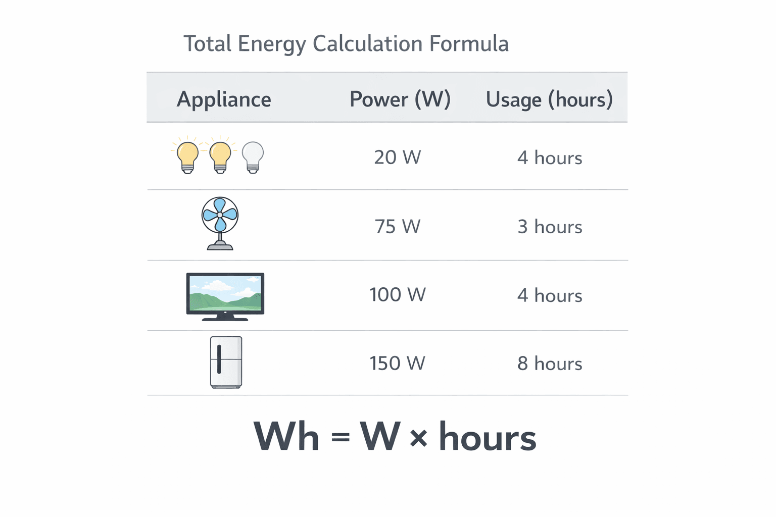 Energy Calculation Reference Energy Storage Calculation Guide: Battery & Solar Sizing
