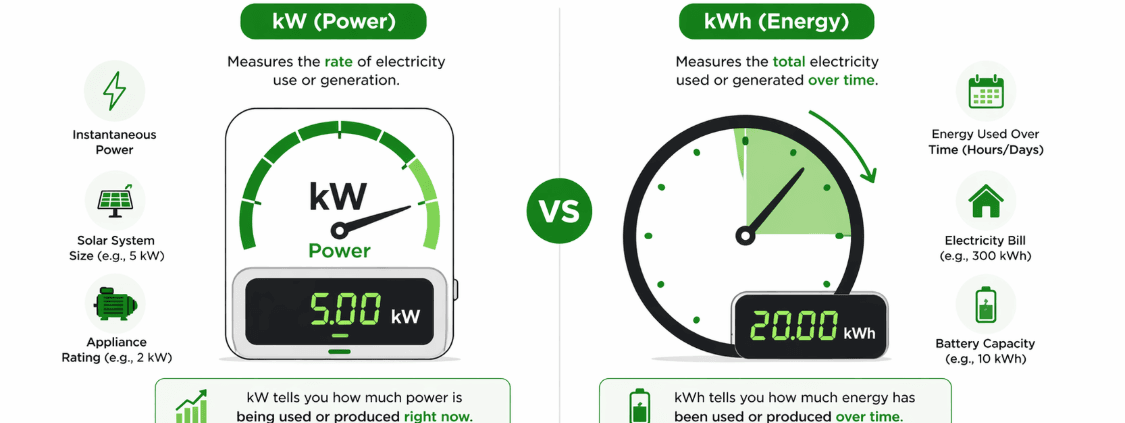  SunLith Energy kWh vs kW explained difference between power and energy