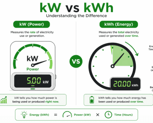  SunLith Energy kWh vs kW explained difference between power and energy