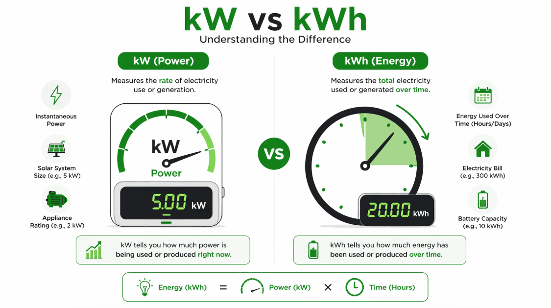 kWh vs kW Explained: Simple Guide to Power vs Energy