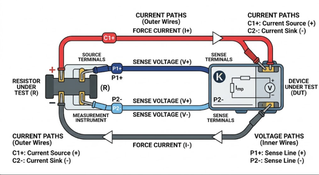 ACIR LFP Battery Testing 4-pin Kelvin connection diagram