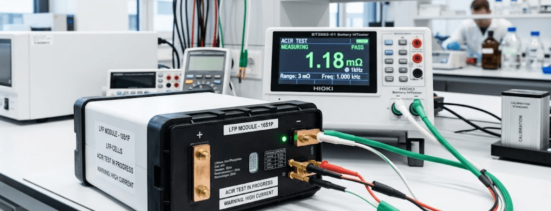 SunLith Energy ACIR LFP Battery Testing at 1kHz using Kelvin method