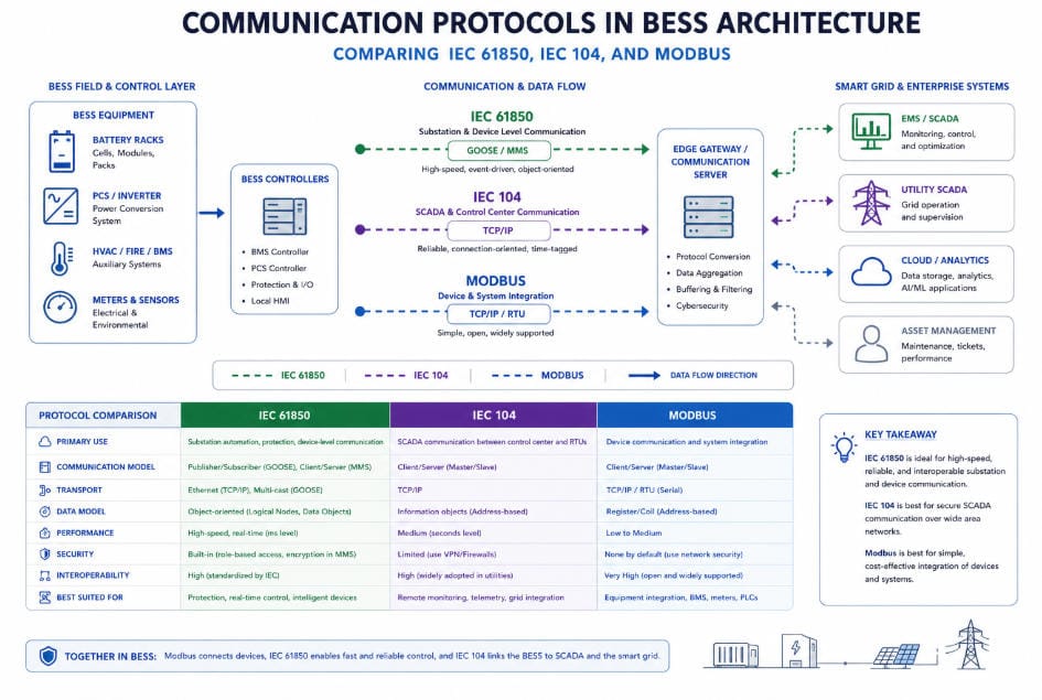 BESS EMS Communication Protocols - SunLith Energy Common communication protocols used in EMS architecture for BESS