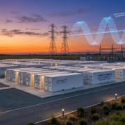BESS Grid-Following System — Large-Scale Installation - SunLith Energy SunLith Energy Battery energy storage system grid-following installation with transmission lines