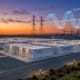 BESS Grid-Following System — Large-Scale Installation - SunLith Energy SunLith Energy Battery energy storage system grid-following installation with transmission lines