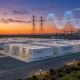 BESS Grid-Following System — Large-Scale Installation - SunLith Energy SunLith Energy Battery energy storage system grid-following installation with transmission lines