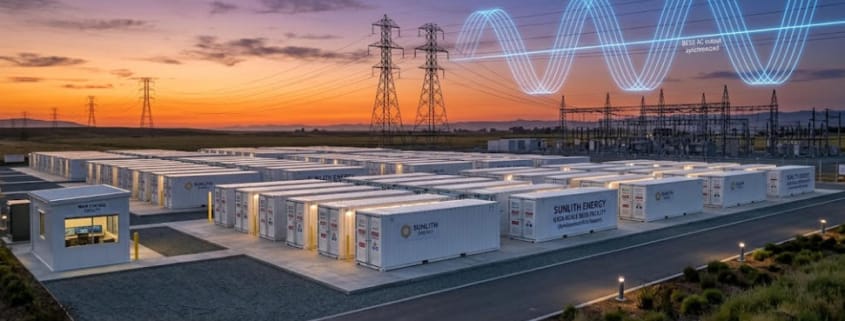 Battery energy storage system grid-following installation with transmission lines