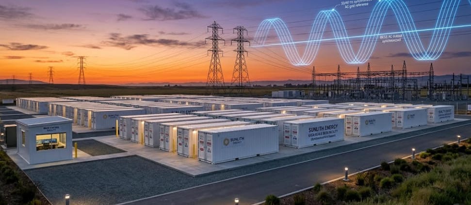 SunLith Energy Battery energy storage system grid-following installation with transmission lines