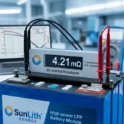 DC Internal Resistance LFP Performance Testing - SunLith Energy SunLith Energy A SunLith Energy module undergoing **DC Internal Resistance LFP** pulse testing in a laboratory