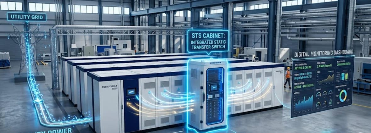 SunLith Energy Static Transfer Switch in a commercial and industrial battery energy storage system