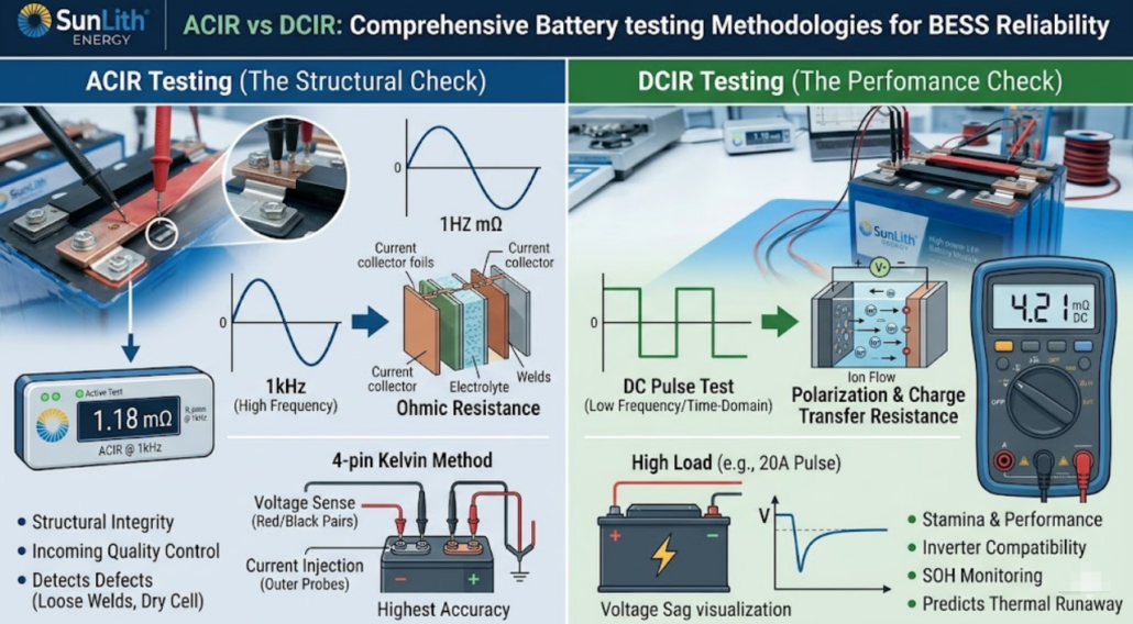 ACIR LFP Battery Testing vs DCIR comparison chart