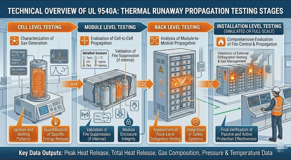 UL 9540A thermal runaway testing under compliance ESS codes and standards