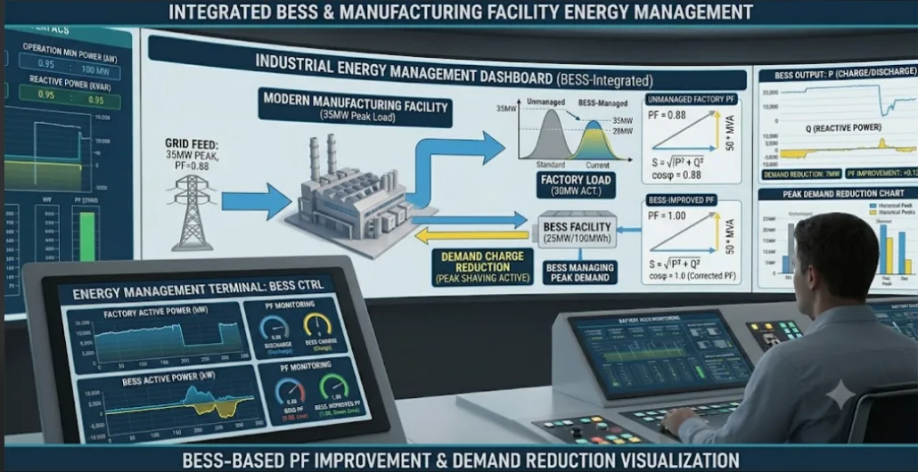 SunLith Energy Commercial industrial facility using battery energy storage system for power factor correction
