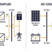 ac-coupled-vs-dc-coupled-bess-comparison - SunLith Energy SunLith Energy Side-by-side diagram comparing AC-coupled and DC-coupled BESS architectures