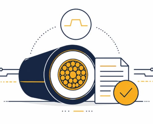 SunLith Energy Cross-section of a cable with a document and a checkmark, symbolizing data security and compliance.